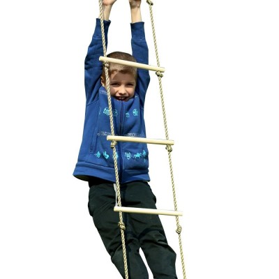 Kids Play Outdoor Indoor Floor Wood Rope Ladder Toys Playground Games For Children Climbing Swing Wooden 5 Rungs PE Rope Ladder